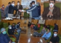 DC Shopian interact with media persons and distributes safety items
