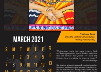 Pakistani and Indian School Students, Youths, Peace demanding citizens gathered to foster friendship during Indo-Pak Peace Calendar Launch