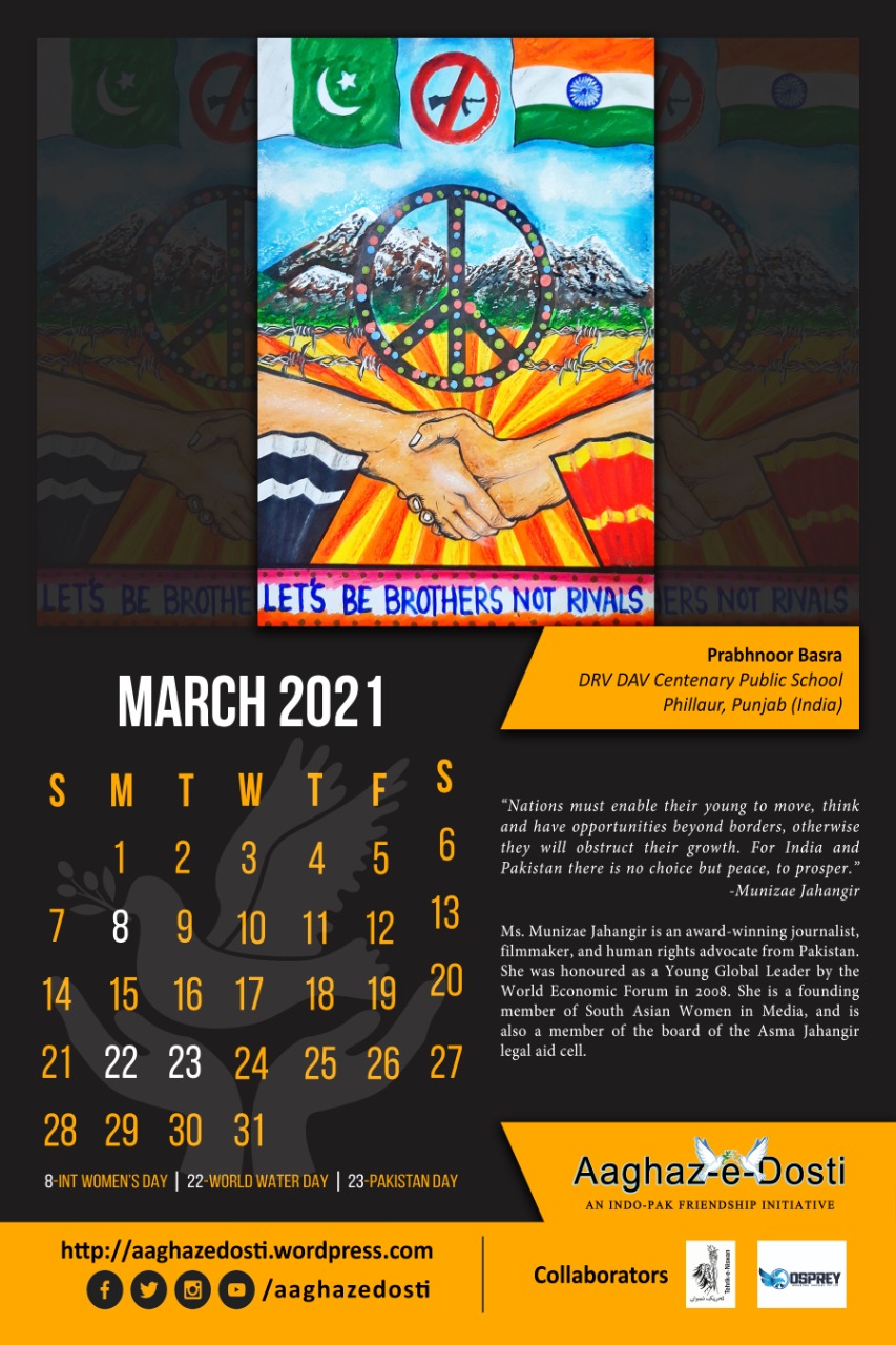 Pakistani and Indian School Students, Youths, Peace demanding citizens gathered to foster friendship during Indo-Pak Peace Calendar Launch