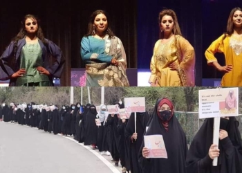 Irked over twin fashion events in 10 days, Burqa clad women hit streets in Srinagar