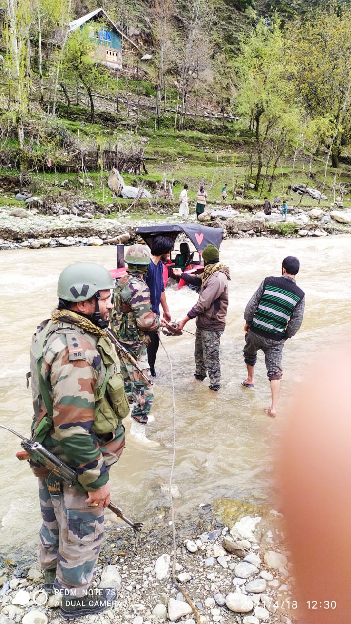 How Army helped to recover a tractor stuck in Kupwara Nalla