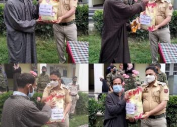 Handwara Police distributes ration kits and other items among poor and needy families