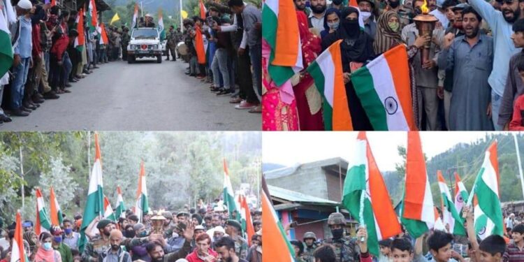 Swarnim Vijay Varsh victory flame received at Meelyal, Kralpora
