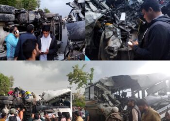 DDC CHAIRMAN KUPWARA IRFAN PANDITHPORI VISITS THE ACCIDENT SITE AT PATTAN; APPEALS  GOVERNOR TO PROVIDE FULL MEDICAL ASSISTANCE TO INJURED