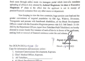 BDOs to issue affidavits of applicants under ISSS in Kupwara