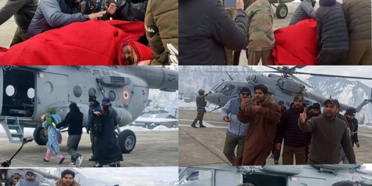 Every life counts :Pregnant lady airlifted from Tangdar to Srinagar  for specialized treatment, people hail the efforts of DC Kupwara