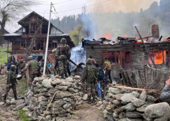 FIRE INCIDENT : FIRE DOUSED OFF AT MACHHAL WITH THE ASSISTANCE OF INDIAN ARMY