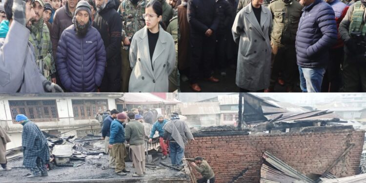 DC Kupwara visits fire victims of Bus stand Kupwara, expresses her sympathies