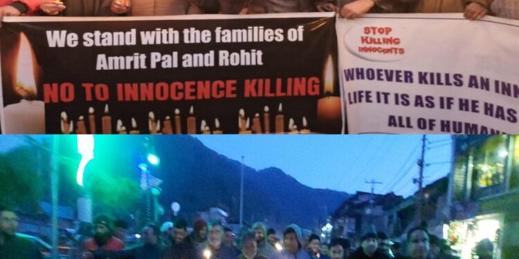 Candlelight march held at Kupwara to express solidarity with the families of Punjab residents killed in Srinagar