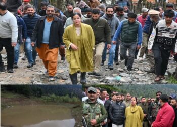 DC Kupwara visits flash flood hit far Doban Kachama village to take stock of ground situation, assess the losses