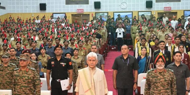 Lieutenant Governor interacts with NCC Cadets at Special National Integration Camp at Srinagar